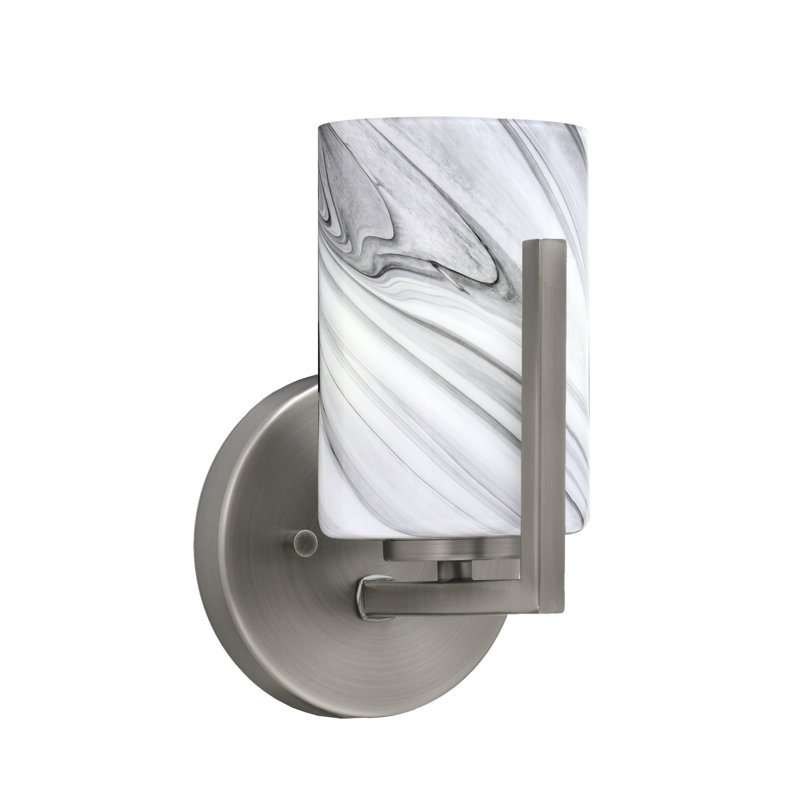 Dayberry Wall Sconce Shown With 4" Glass, Graphite, Onyx Swirl Glass