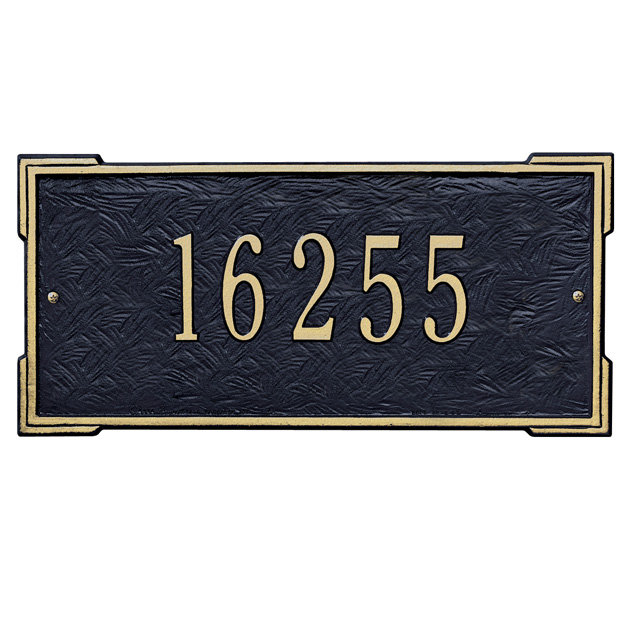 Roanoke 1-Line Wall Address Plaque, Green and Gold, Yes