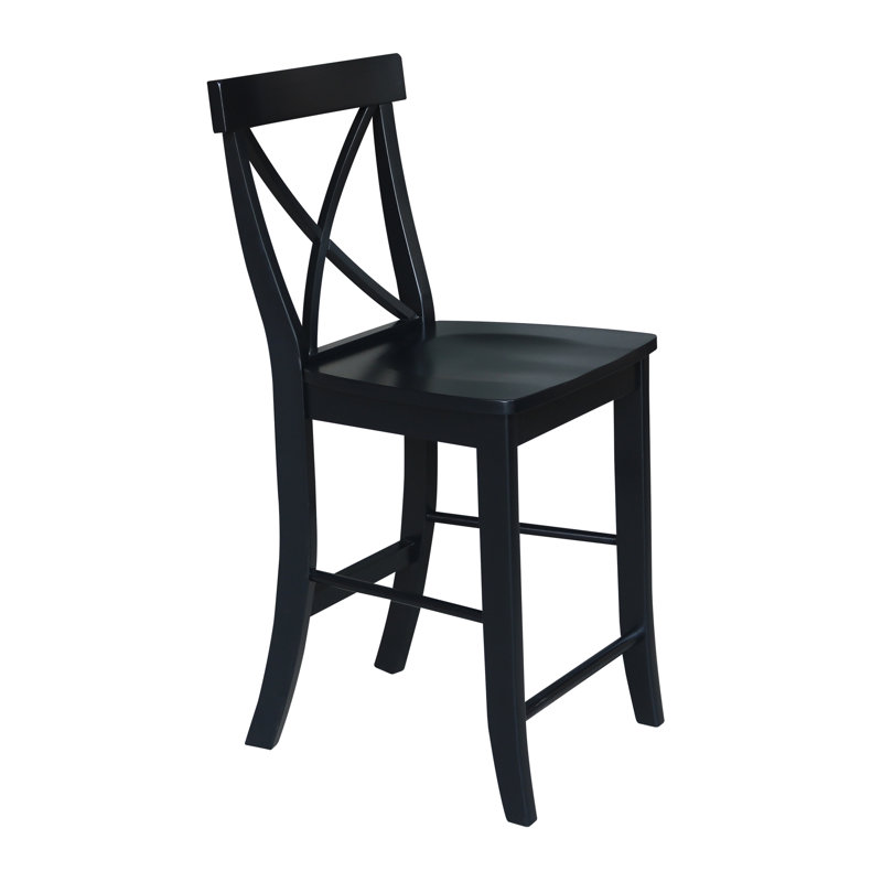  Guzik Solid Wood Counter Stool, Black, Counter Stool (24" Seat Height)