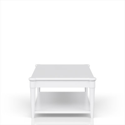 Traditional Cocktail Table with Two Storage Drawers and Casters in White-Toned Solid Wood