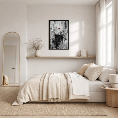 «Red Key Against Peeling Grayscale», art mural sur toile