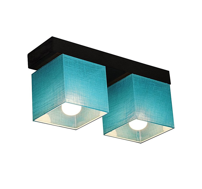 Partee Semi Flush Mount, Natural oak wood, Clear turquoise