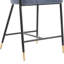 Tabouret de comptoir rembourré bleu marine de 26 po de hauteur - structure en métal, conception simple, assise confortable de 2 tabourets avec garniture dorée d'aspect moderne, assemblage rapide