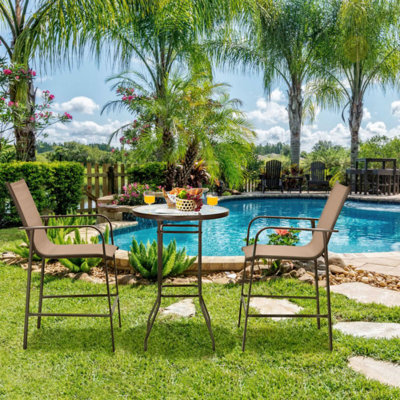 3 Pcs Outdoor Patio Bar Table Stool Set Height Tempered Glass Top by Red Barrel Studio 3 Pcs Outdoor Patio Bar Table Stool Set Height Tempered Glass Top by Red Barrel Studio