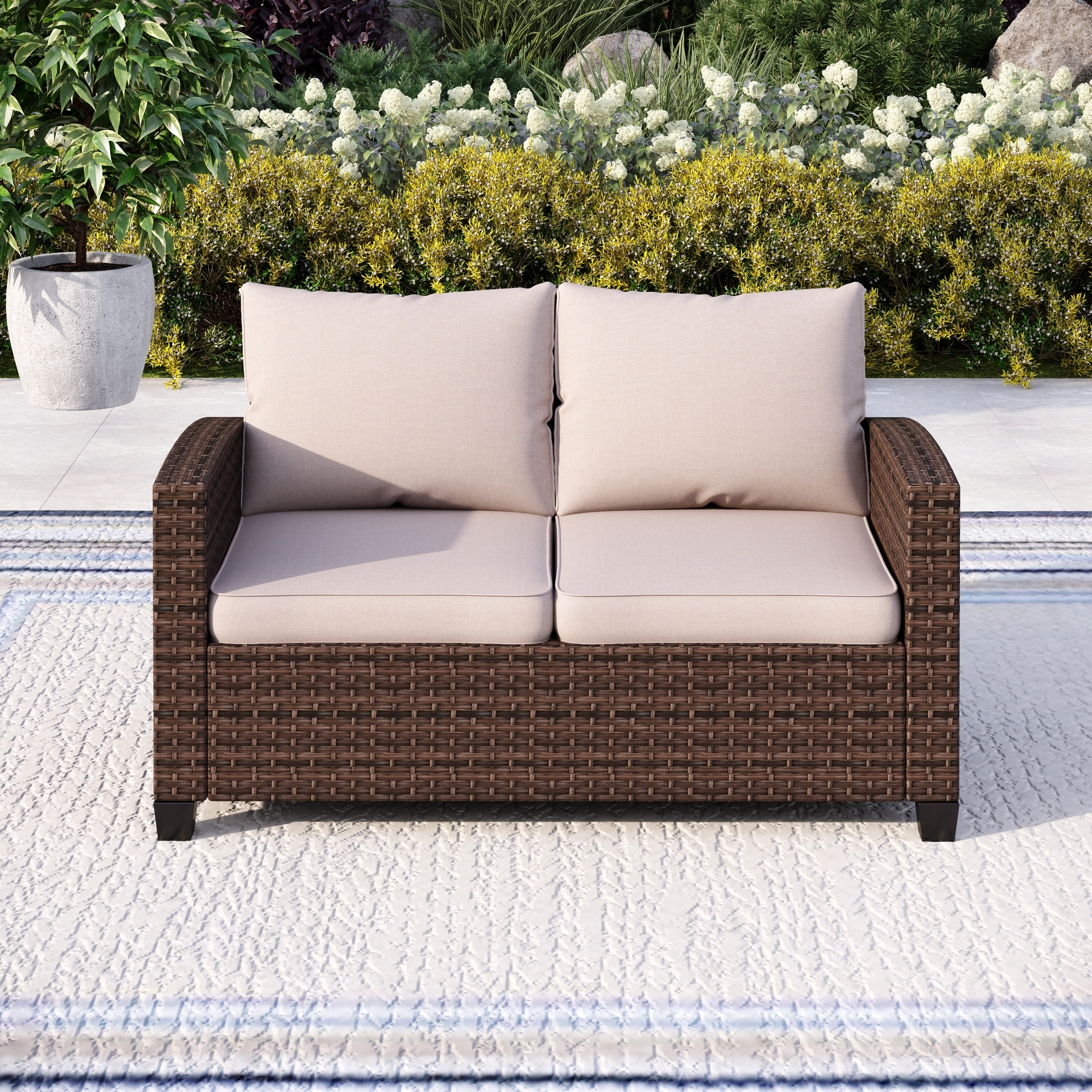 Lark Manor Argyri Stylish Wicker Outdoor Patio Loveseat & Reviews ...