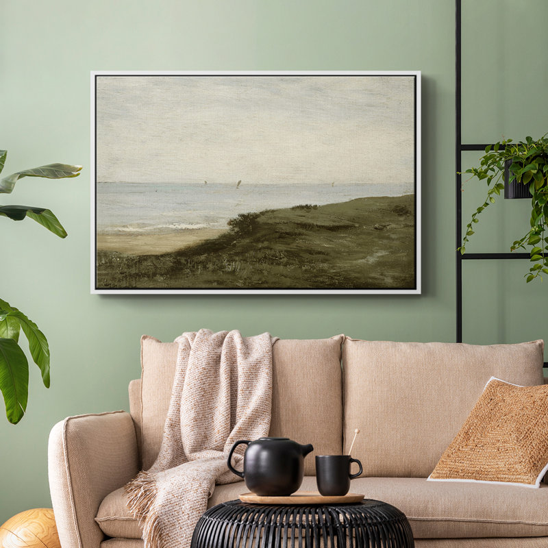 Paysage rétro - DCLV III, toile tendue avec châssis encadré, Blanc, H 27 po x l 41 po