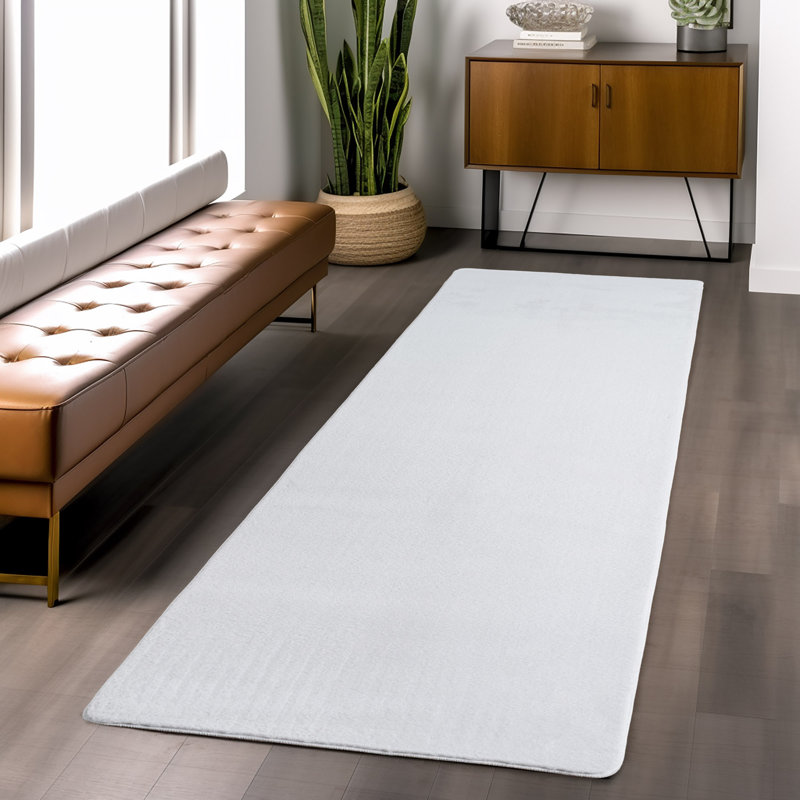 Solid Colour Knitted Area Rug, Rectangle 80 x 120 cm, Snow White
