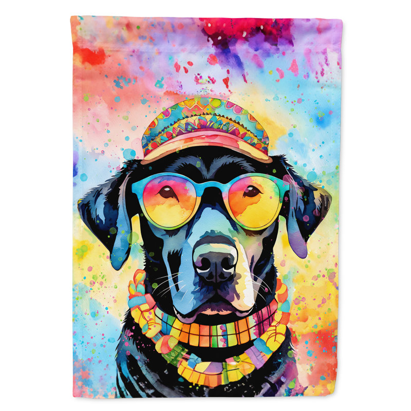 Drapeau de jardin Hippie Dawg, Labrador noir