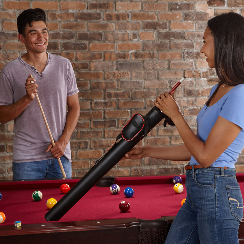Black and Red Leatherette Cue Case with Hard Resin Shell