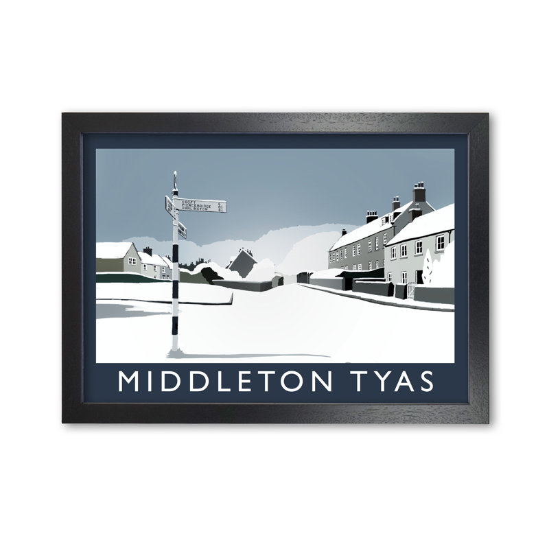 Middleton Tyas In Snow by Richard O'Neill - Single Picture Frame Print, 59.4 cm H x 81.4 cm W, Black