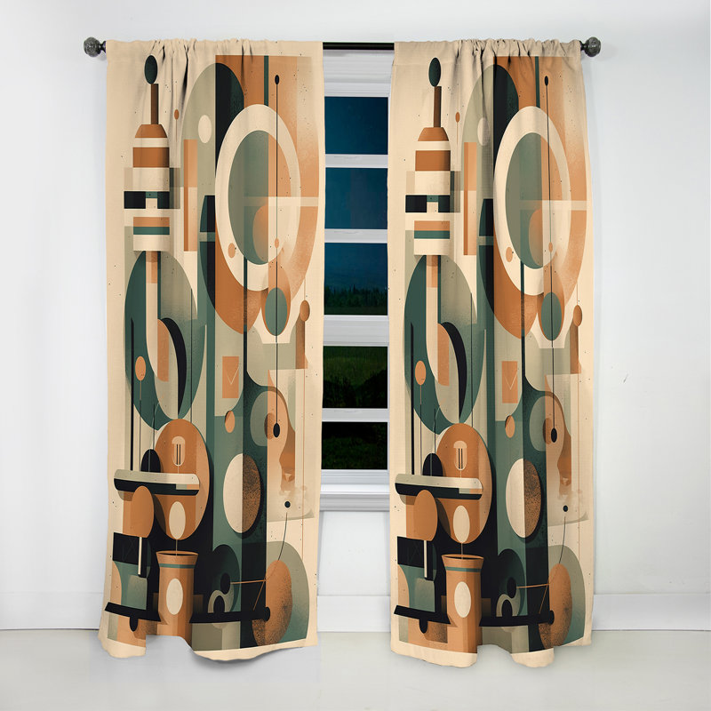 Rideau occultant orange et vert Mid Century Momentum I - Mid-Century, L 52 po x L 84 po