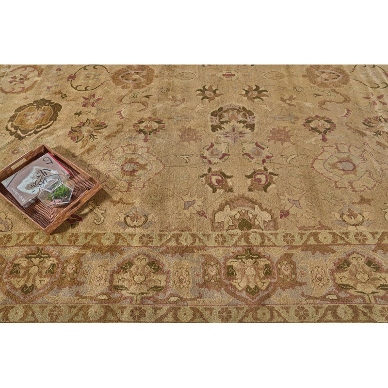 Ivory Floral Hand-Knotted Wool Rectangular Area Rug