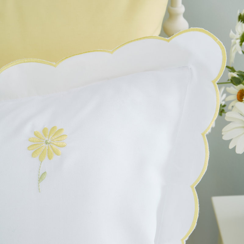 Lorna Embroidered Daisy Duvet Cover Set, Super King - 2 Standard Pillowcases
