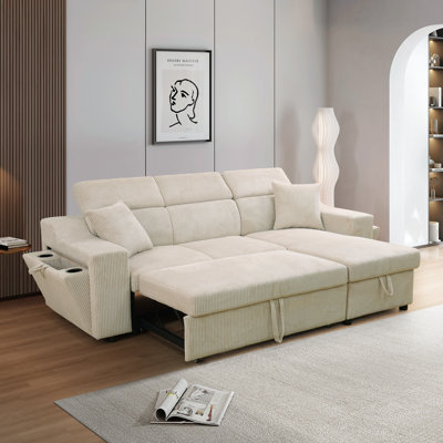 Ensemble de canapé extensible 3 pièces en velours côtelé blanc cassé pour salon