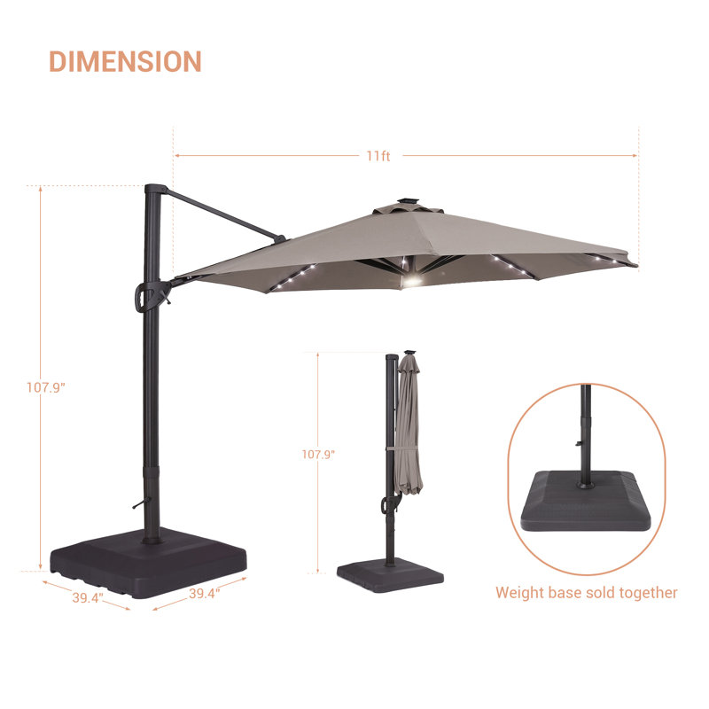 Parasol en porte-à-faux avec base Daarina, Gris
