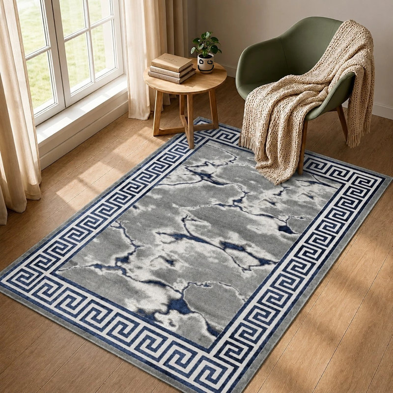 Abstract Flokati, Blue, Rectangle 80 cm x 150 cm