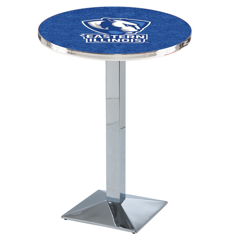 Round Metal Base Dining Table, Chrome, Eastern Illinois University