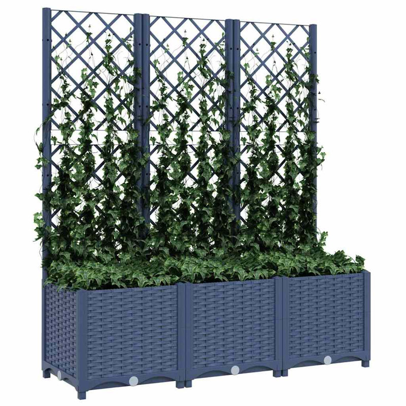 Latitude Run® Garden Planter With Trellis PP, Dark Gray, 53.5" H x 47.2" W x 15.7" D, Without Wheels