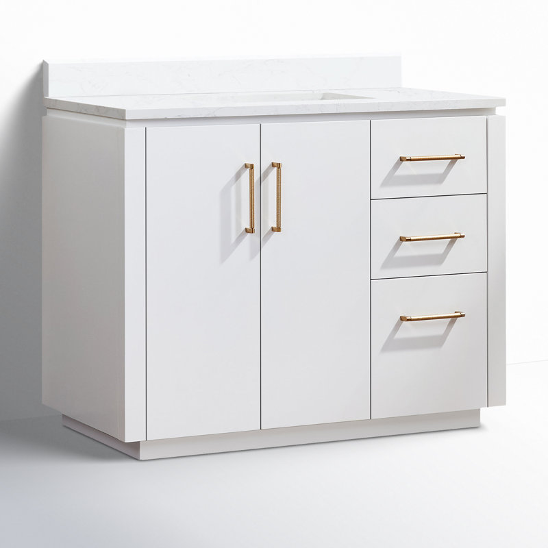 San 42'' White Composite Stone Top Single Bathroom Vanity