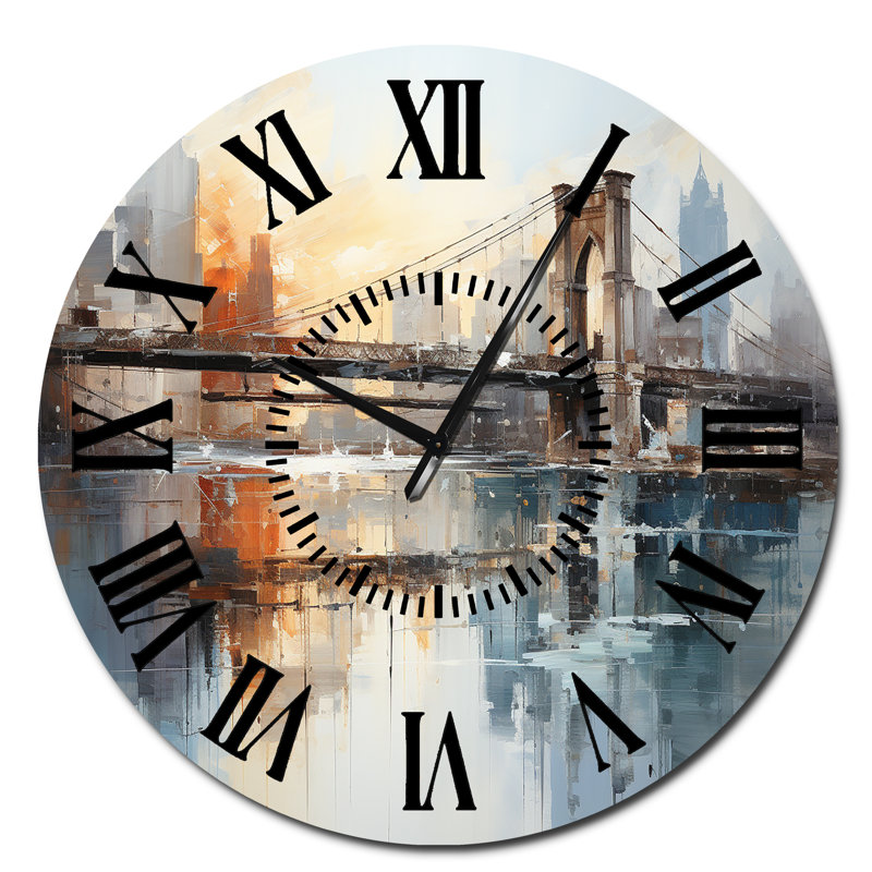 Horloge murale Beige Bridge Reflections Connections - Architecture, Surdimensionné