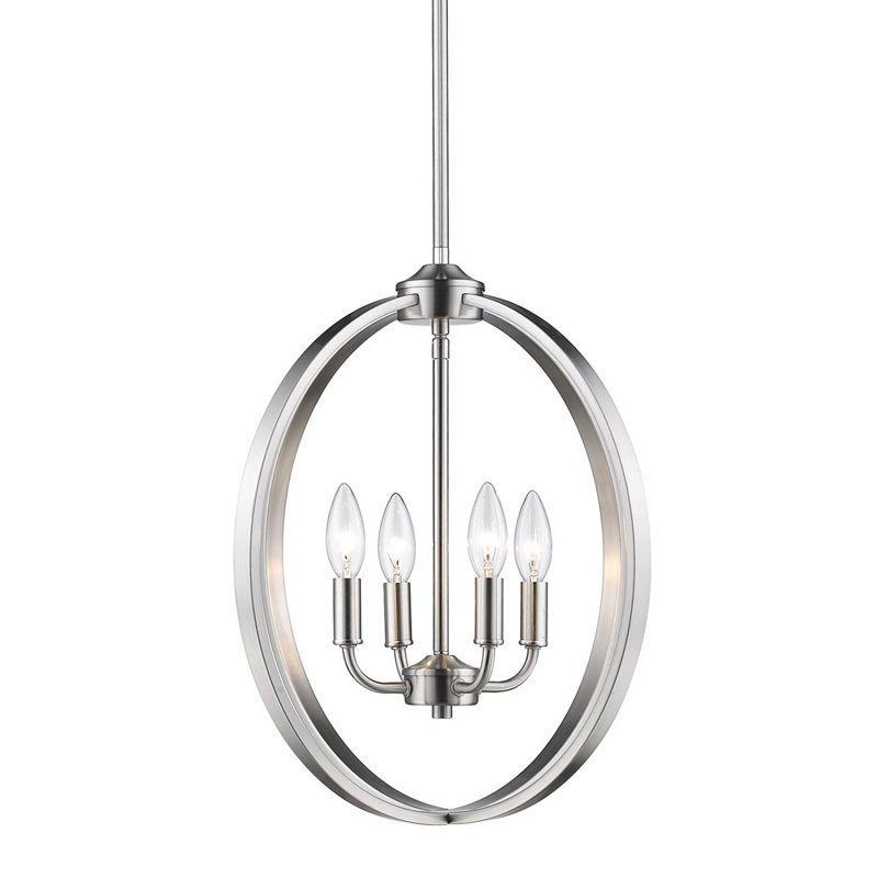 Petitt 4 - Light Dimmable Globe Chandelier, Pewter, No Shade