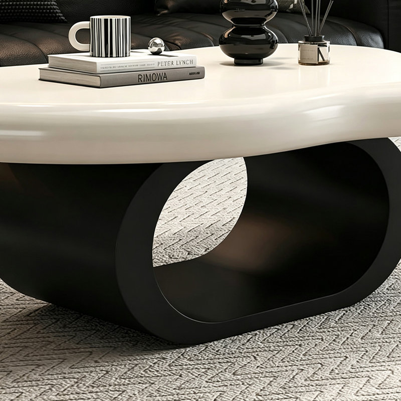 Ensemble de tables basses irrégulières Modern Home Creativity, 17.71" H x 47.24" W x 31.1" D, Black Top/Cream Base