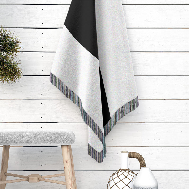 Brooklyn Hand Woven Throw Blanket, White/Black/White, 52" W x 37" L