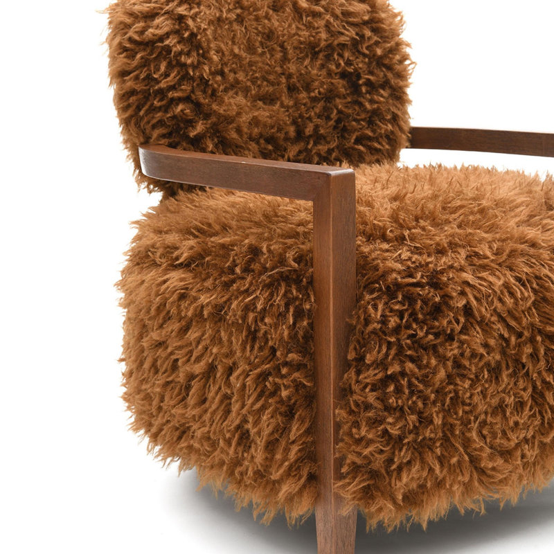 Chaise d'appoint, dossier et siège serrés de style contemporain, Camel+Brown