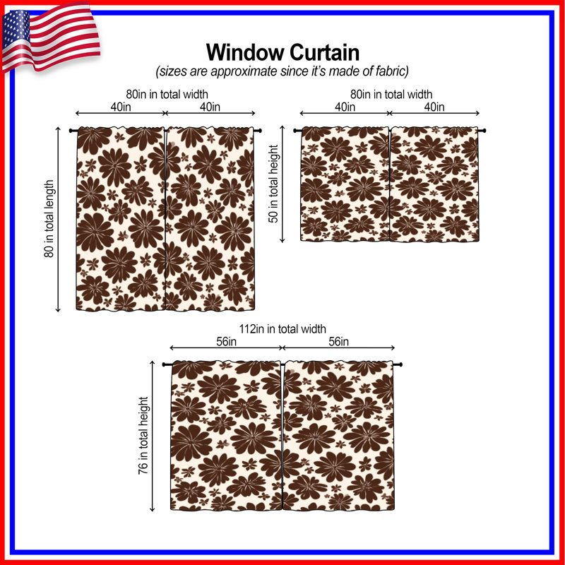 Floral Window Curtains  Pattern Sheer & Room Darkening - 2 Panels, Room Darkening, 20in x 80in - 2 panels