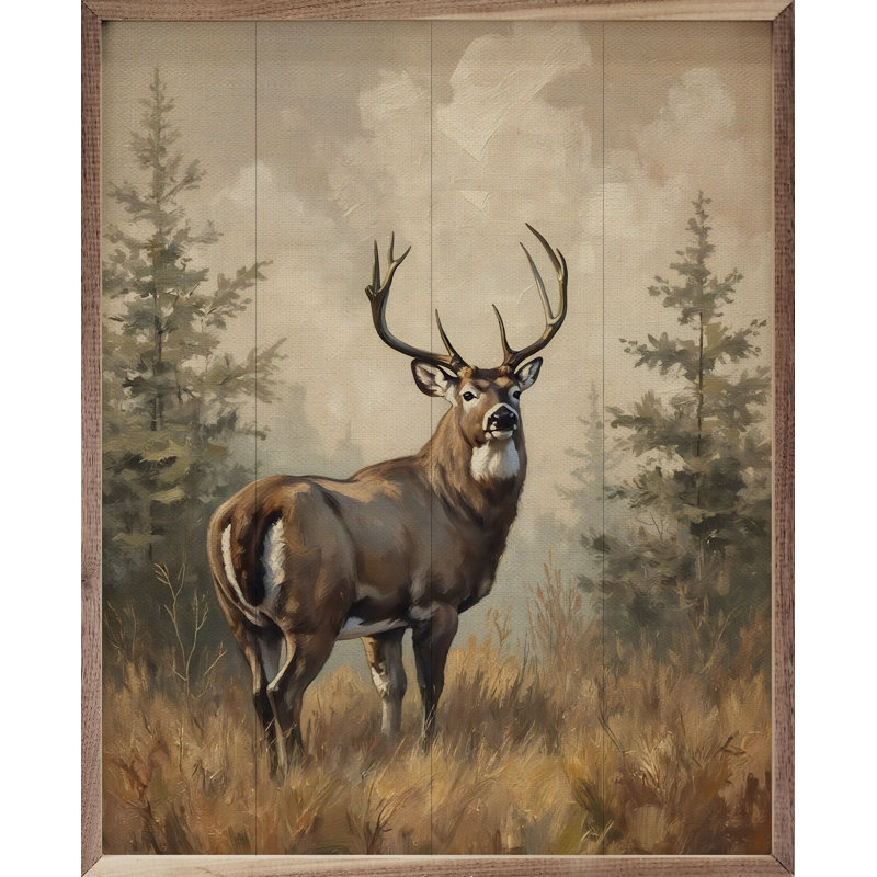Whitetail Buck dans les pins, H 10 po x l 8 po