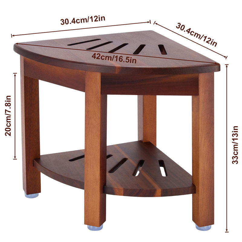 Banc de douche d'angle avec tablette, tabouret de douche d'angle pour les pieds de rasage, banc de salle de bain imperméable avec repose-pieds, siège de bain, coin de repose-pieds spa