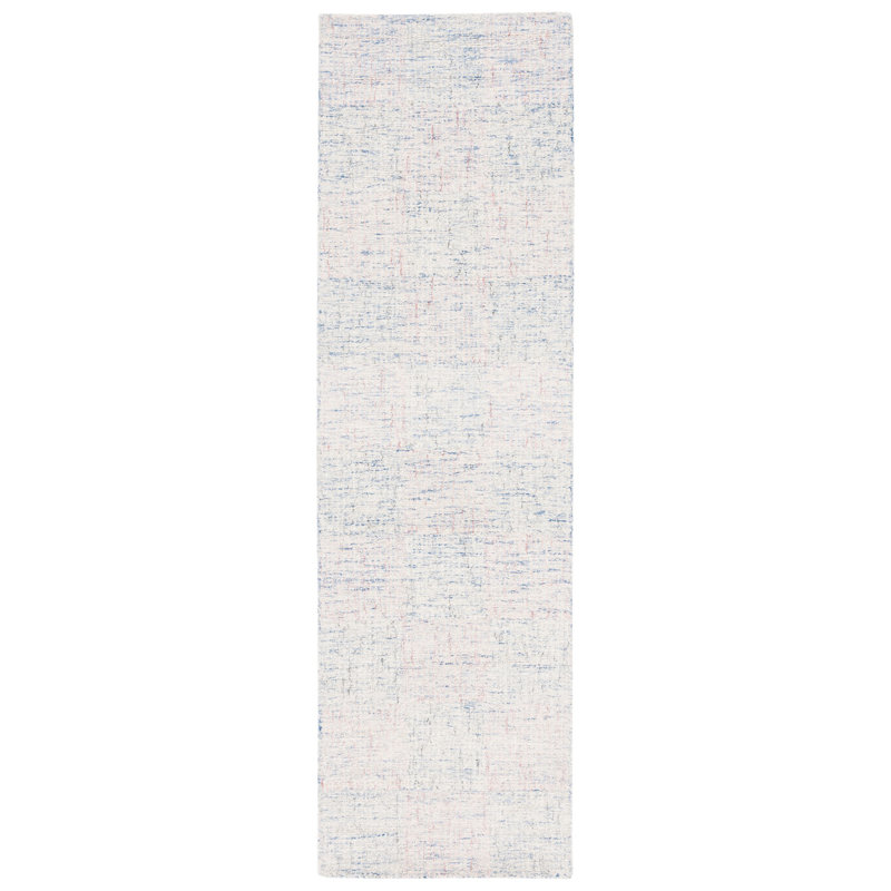 Zachary Handmade Tufted Wool Blue/Ivory Area Rug, Runner 2'3" x 8'