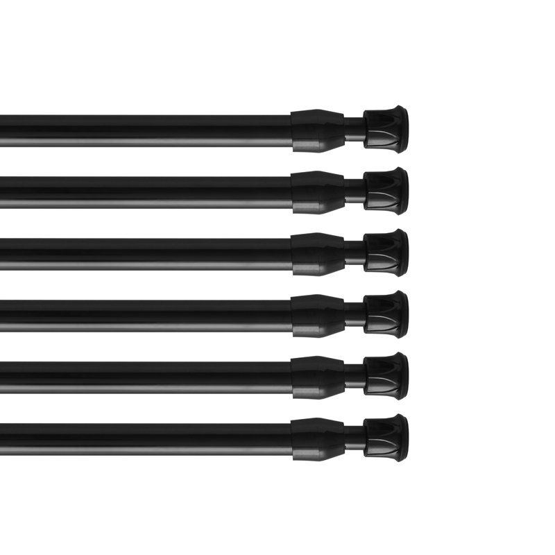 Tige de tension à ressort réglable, diamètre de 1/2 po, tube d'acier, paquet de 6, noir, 15,7 à 27,5 po, 15.7-27.5", Noir