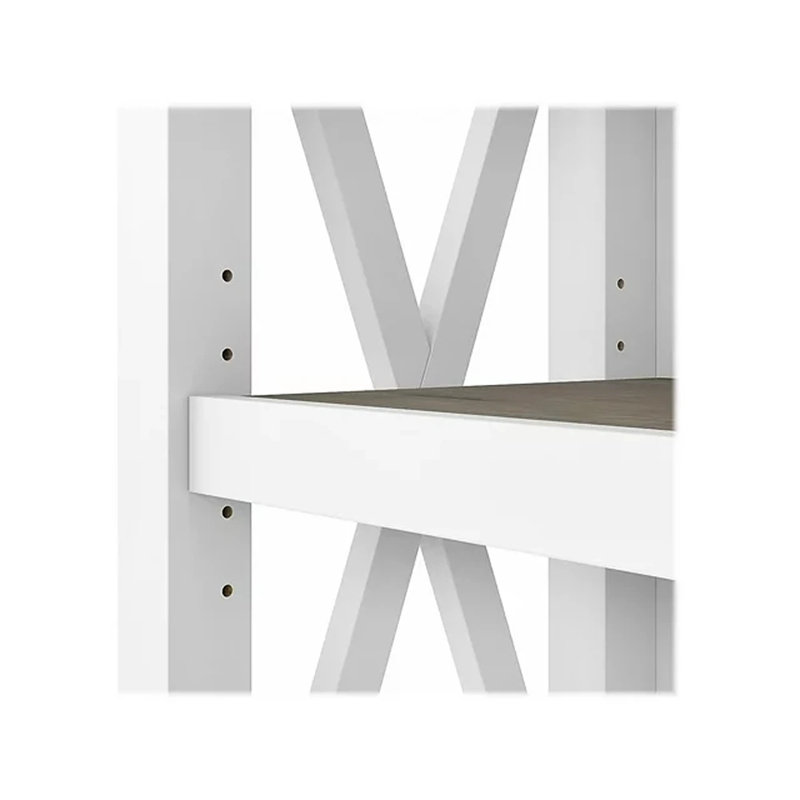 Bibliothèque standard Huckins, Gris Shiplap / blanc pur