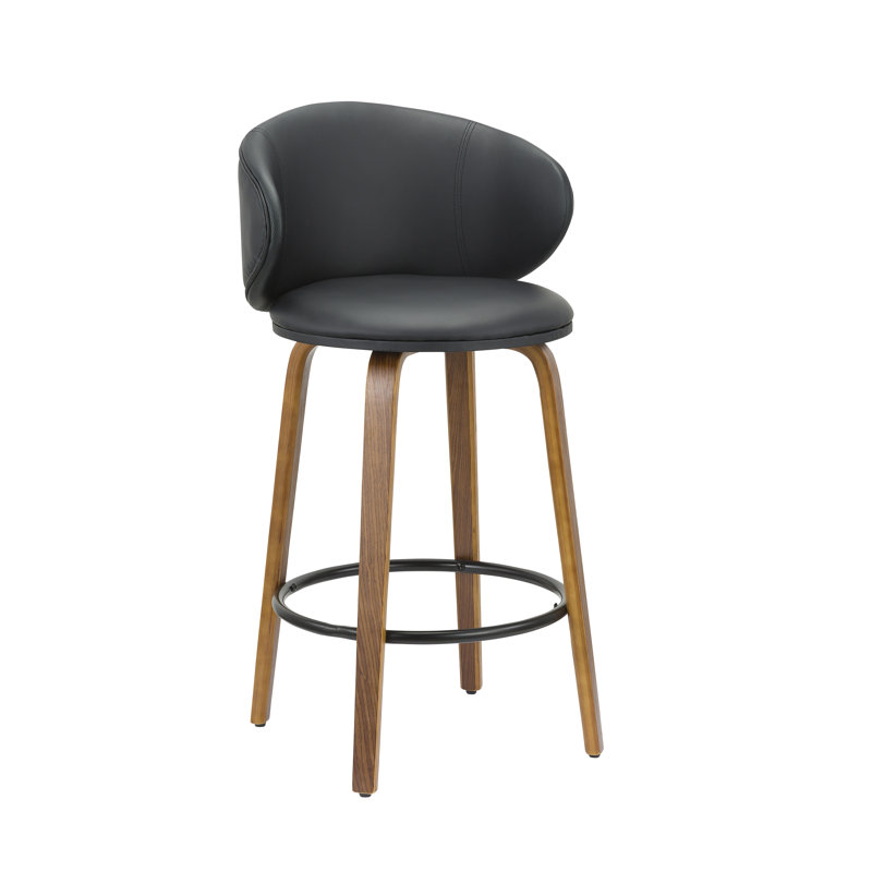 Tabouret en polyuréthane 26 po, Noyer / noir, Noir