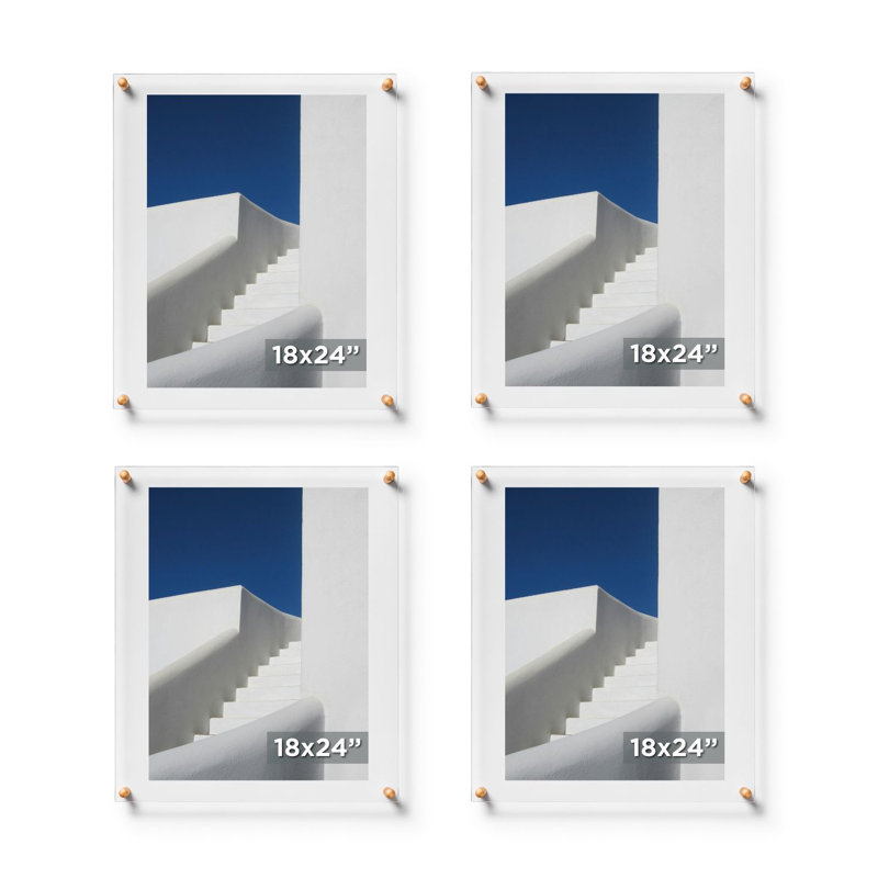 Ensemble de 4 cadres photo Cool Cool, Transparent / Argent, 18 po x 24 po