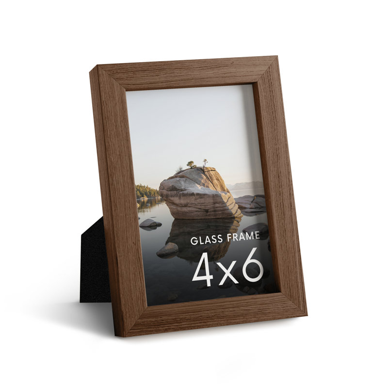 Walnut Brown 4x6 Oak Wood Picture Frame with Glass