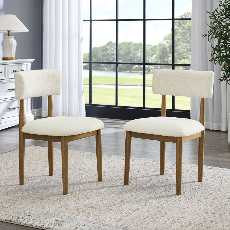 Ensemble de 2 chaises de salle à manger rembourrées Ellis Boucle, Bois de chêne naturel
