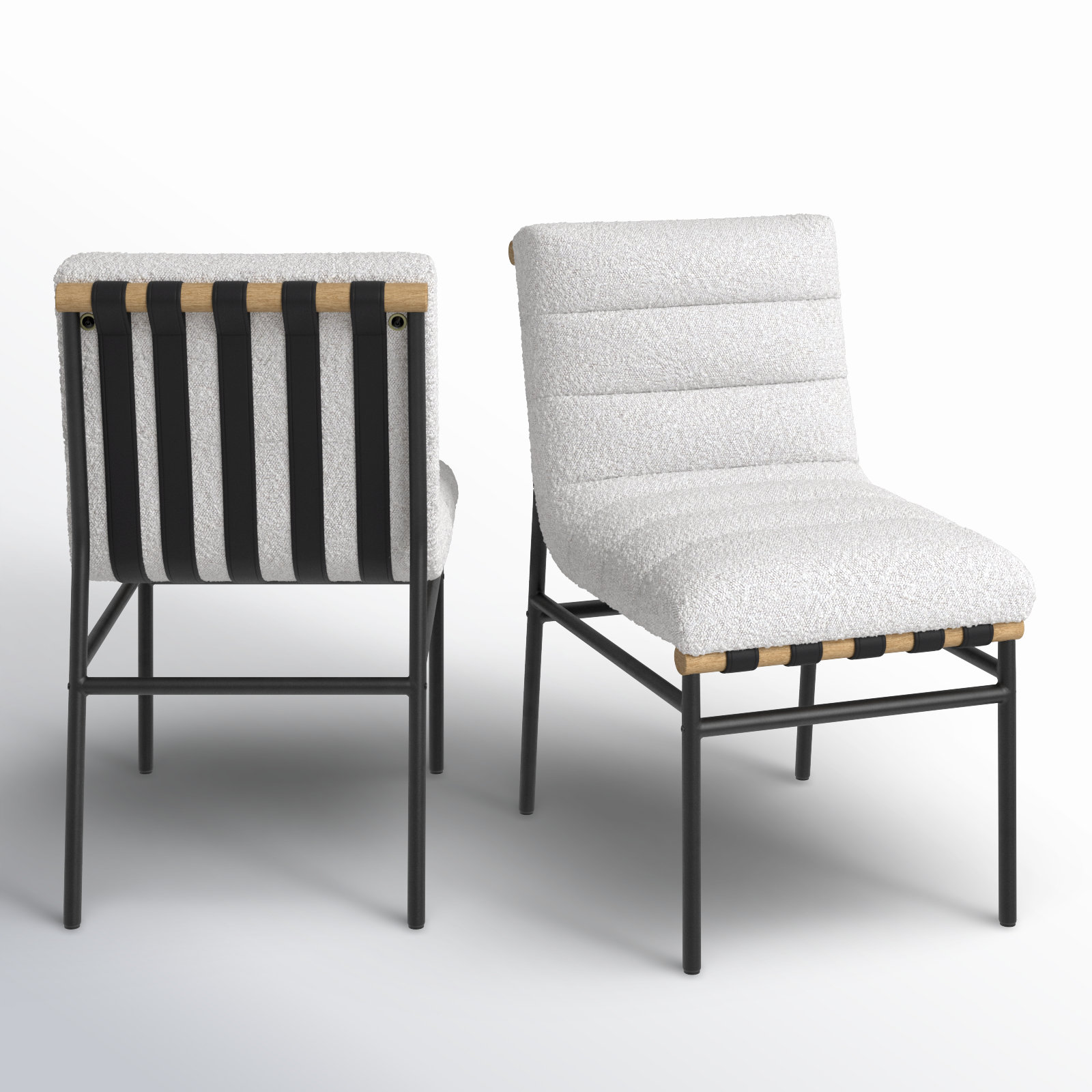 Vincentas Dining Chair, Cream Boucle Fabric