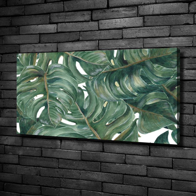Monstera - No Frame Print on Glass, 50cm H x 100cm W x 2cm D, Canvas