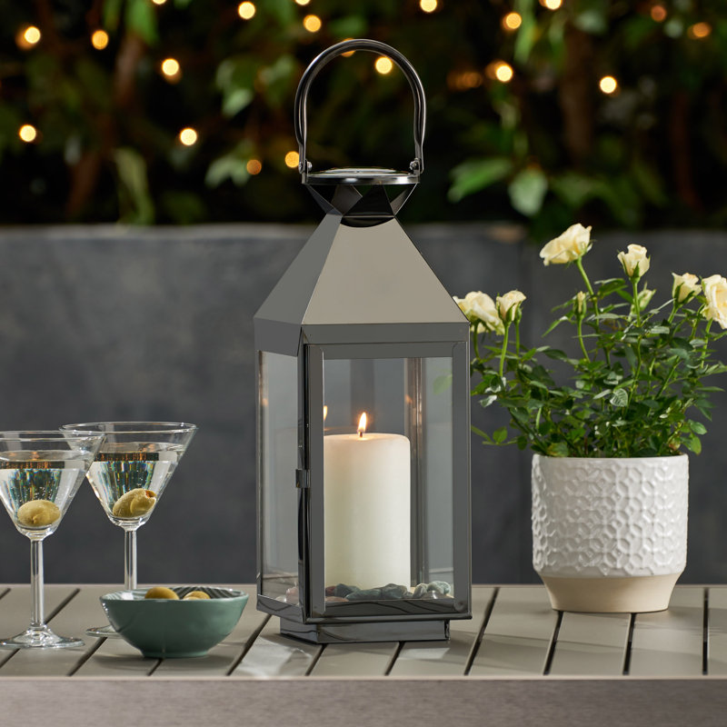 Jacobi Square / Rectangular Lantern, Black, 15.5" H x 5.5" W x 6" D