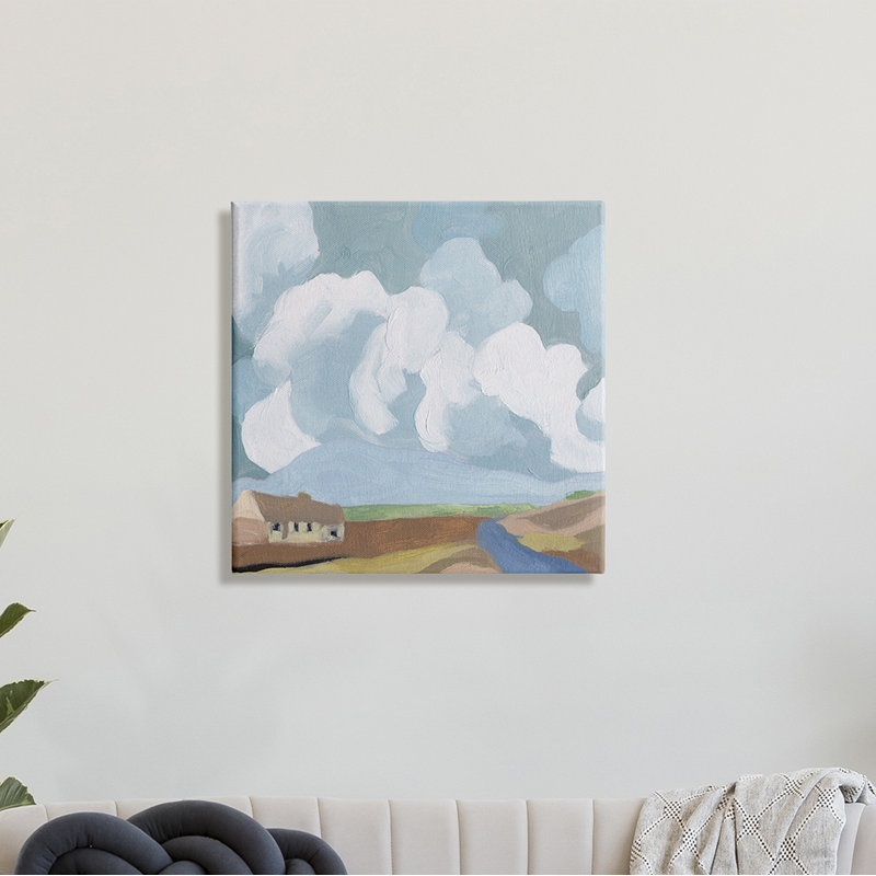 Pittoresque maison de campagne avec ciel nuageux abstrait, Toile tendue, H 30 po x l 30 po