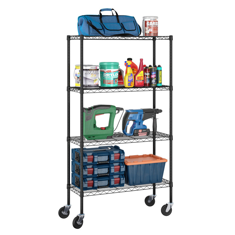 Ceana 4-Tier Metal Storage Shelf Rack, 157 cm x 91 cm x 36 cm, Black