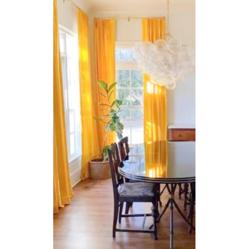 Canary Silk Dupioni Thermal Blackout Pinch Pleated Curtain Panel, 50" W x 112" L