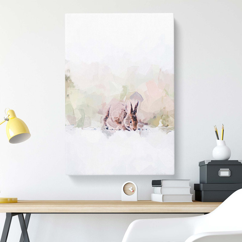 Rabbit Grazing In Abstract - Wrapped Canvas, 91cm H x 60cm W x 3cm D