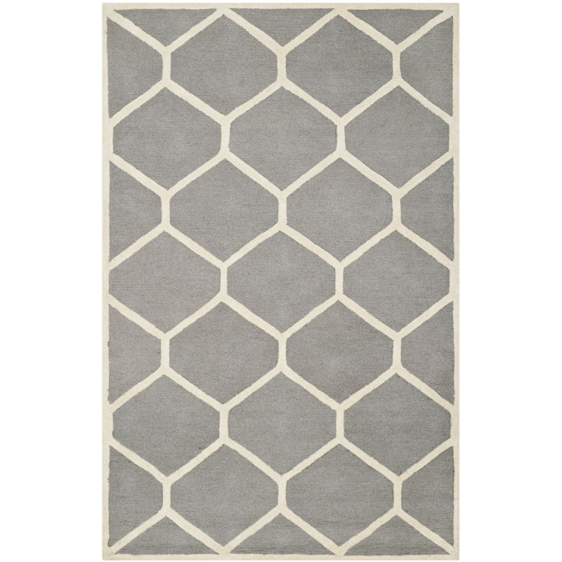 Della Geometric Wool Hand Woven Area Rug, Rectangle 122 x 183 cm
