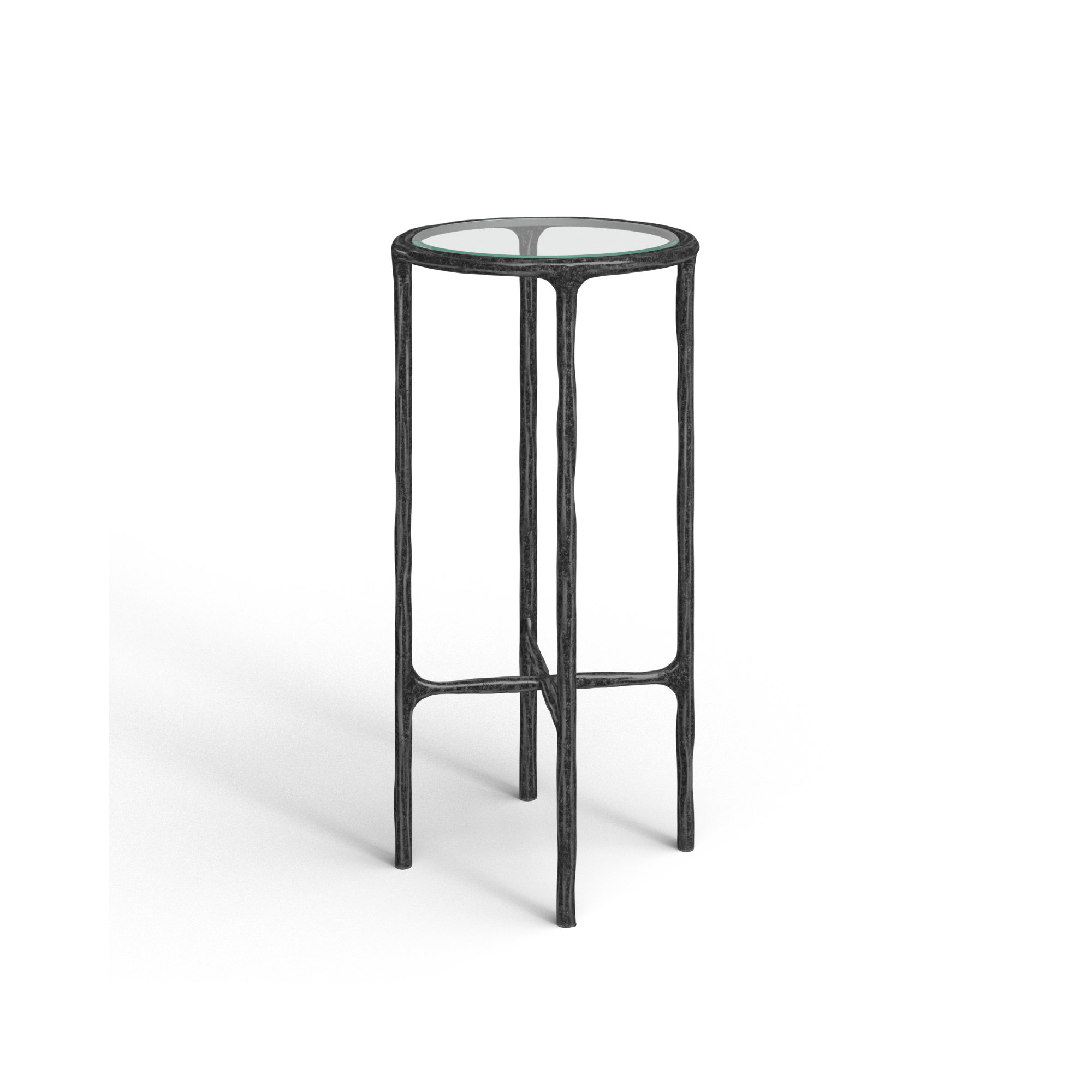 Evelynn Glass Cross Legs End Table, Glass Top/Black Base