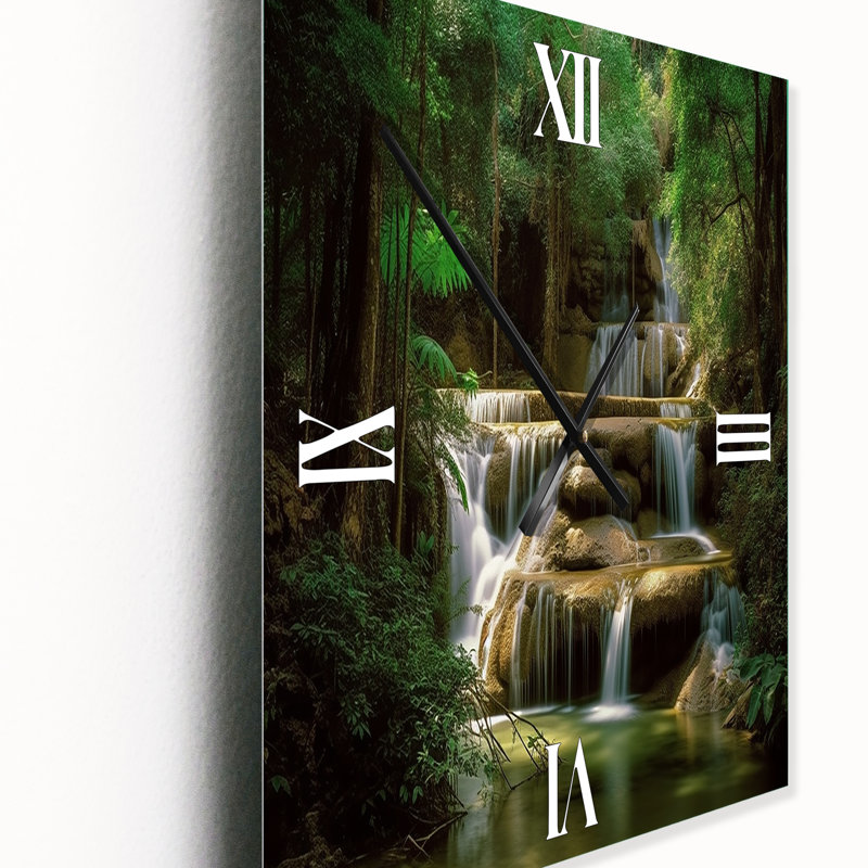 Jakar - Landscape Mountains Modern Wall Clock, H 32 po x l 16 po x P 1 po
