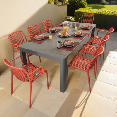 Seine Rectangular 9 - Piece 8 - Person 100Cm L Outdoor Table Set
