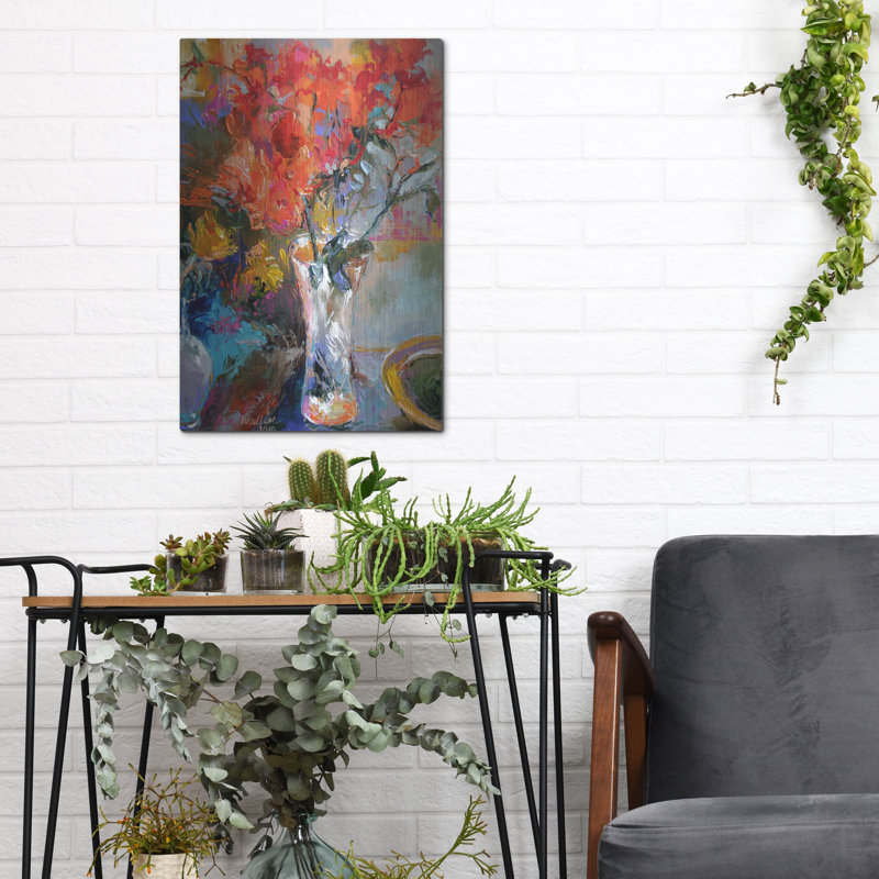 "Fleurs dans un vase" par Richard Wallich, H 16 po x l 12 po